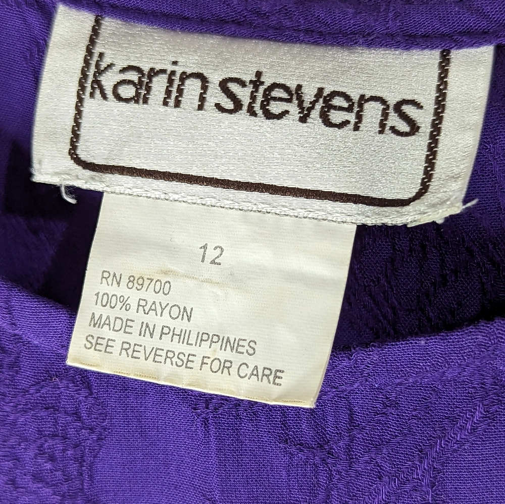 Karin Stevens purple textured sleeveless vintage dress size 12 - Picture 6 of 6